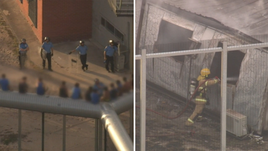 Teen inmates have torched buildings and armed themselves with riot gear at the troubled Banksia Hill detention centre in Perth.
