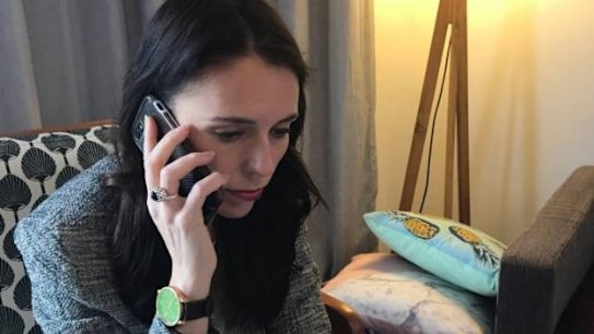 NZ's Prime Minister-elect Jacinda Ardern receives a phone call from US President Donald Trump. 