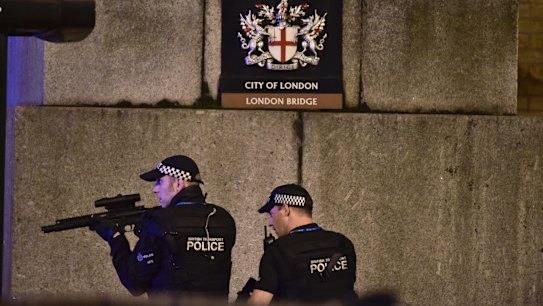 Armed police on London Bridge. 