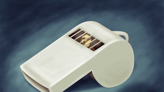 The government is encouraging whistleblowers against unions and businesses while punishing those who highlight wrongdoing in the public sector. Illustration: Simon Bosch