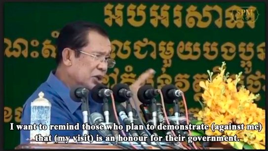 Cambodia PM Hun Sen threatens to beat up protesters on Australia visit