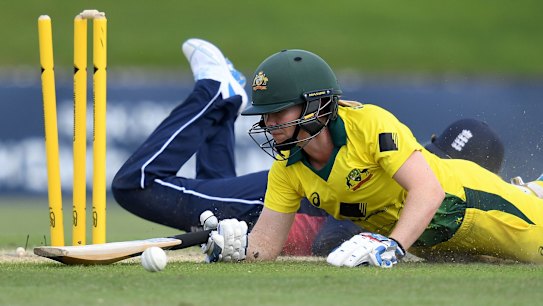 Close call: Alex Blackwell escapes a run out but there may be no such luck for England if they can't find some form on Sunday.