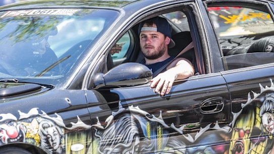 The annual Street Machine 2018 Summernats City Cruise down Northbourne Avenue.