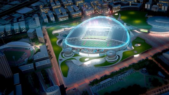 An artist's impression of the proposed new rectangular ANZ Stadium, which critics say is a waste of money. 