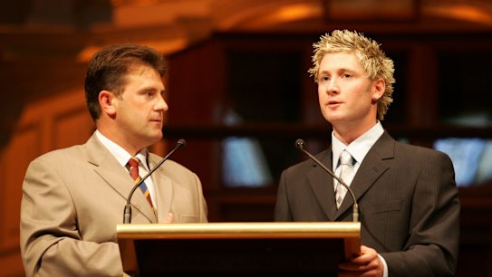 Mark Taylor and Michael Clarke back in 2004.