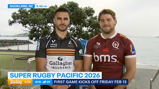 Fraser McReight and Tom Wright join the Today show from the Super Rugby Pacific season launch in Auckland.