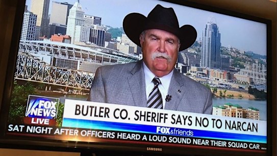A tweeted image of Butler County Ohio Sheriff Richard K. Jones appearing on Fox News.