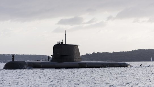 Collins class submarine HMAS Rankin, one of many to be eventually replaced by the planned new French submarines.