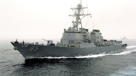 A US navy destroyer similar to the one that sailed in the South China Sea on Friday.