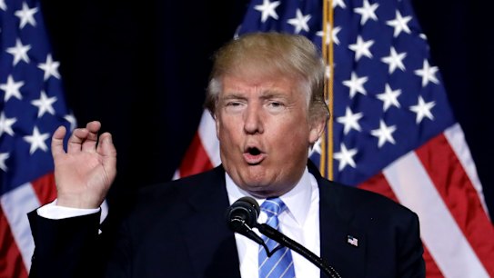 Republican presidential candidate Donald Trump speaks during a campaign rally in Phoenix.