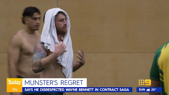 Cameron Munster says he regrets not telling Dolphins coach Wayne Bennett his decision to stay in Melbourne prior to the announcement