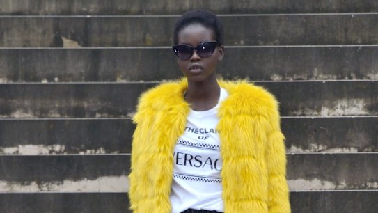 Adut Akech Bior attending the Givenchy show at Paris Fashion Week.