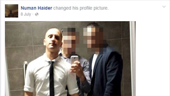 Numan Haider, left, shot by police in 2014.