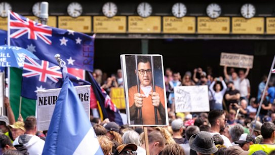 Crowds at Eureka Freedom rally in Melbourne.
