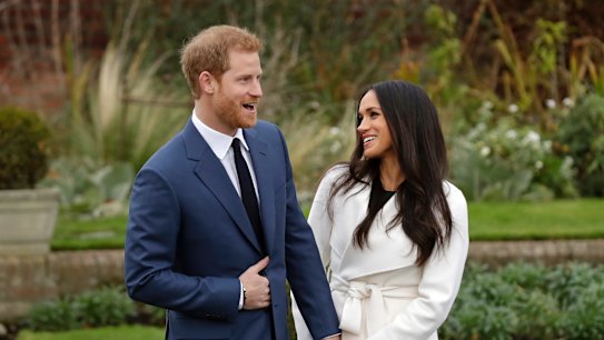 Britain's Prince Harry and his fiancee Meghan Markle at Kensington Palace.