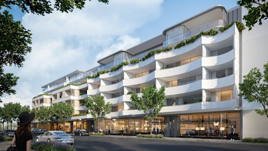 An artist's impression of the proposed redevelopment of 28-34 Cross Street in  Double Bay. 