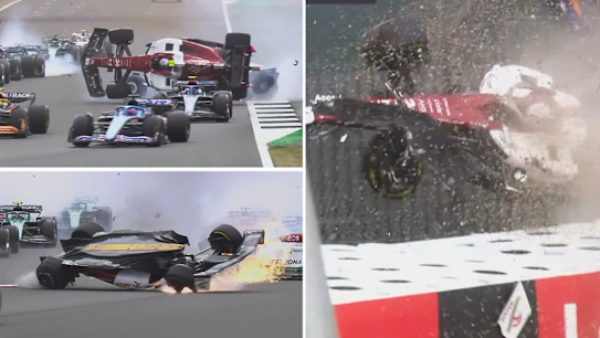 Rookie driver Zhou Guanyu has survived this horrific crash at the British Grand Prix.
