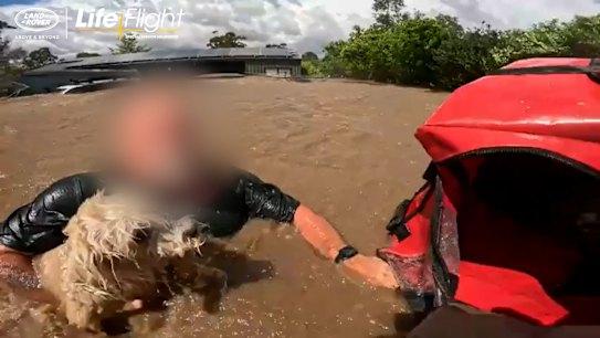 The Land Rover LifeFlight special mission helicopter crew rescued 18 people and 14 pets as floodwaters swept through Central West NSW on Monday morning.