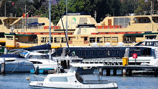The Lady Northcott ferry docked in Balmain shipyard after its final voyage on Tuesday before being decommissioned. 