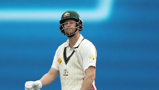 A disappointed Adam Voges heads back to the pavilion.