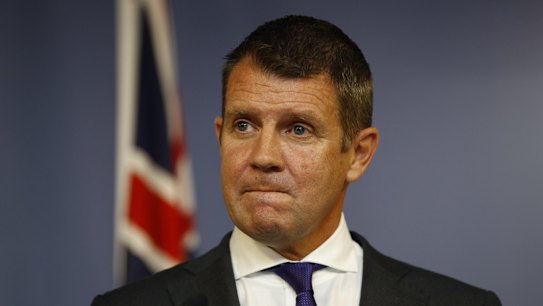 NSW Premier Mike Baird announces his retirement at a press conference on Thursday.