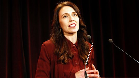 New Zealand's Labour Party leader Jacinda Ardern talks to hundreds of supporters after election results.