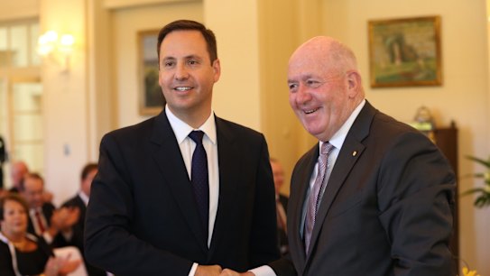 Steve Ciobo was sworn as minister for Trade and Investment at the ministerial swearing in ceremony at Government House in Canberra on Thursday 18 February 2016. Photo: Andrew Meares