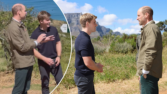 Prince William and Robert Irwin have joined forces, meeting for a mountain walk for a climate-focused tour in South Africa to raise environmental awareness.