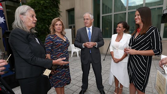 Marcia Langton (left) and Josephine Cashman's (second left) gave a keynote address at the Press Club in Canberra about the alarming statistics of indigenous domestic violence.
