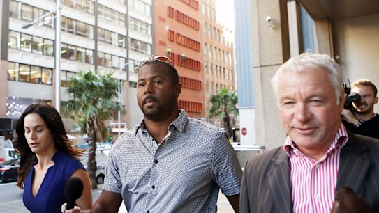 West Indies' Cricket player Dwayne Smith arrives at the NSW Supreme Court. 
