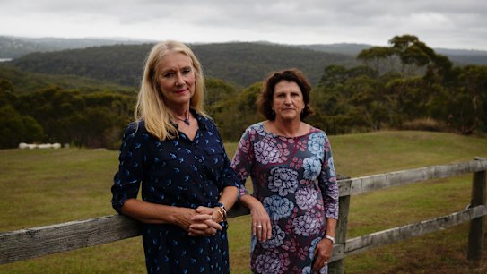 Anne Cullinan and Verity Hinwood pictured near their Elanora Heights homes.
