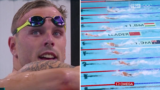 Kyle Chalmers storms home for silver as the gold medallist breaks the world record in the 100m freestyle final. © International Olympic Committee