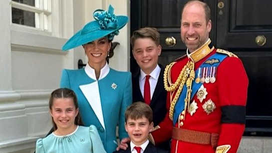 The Prince and Princess of Wales, William and Kate, have released a new family portrait, standing alongside their children after the Trooping the Colour parade.