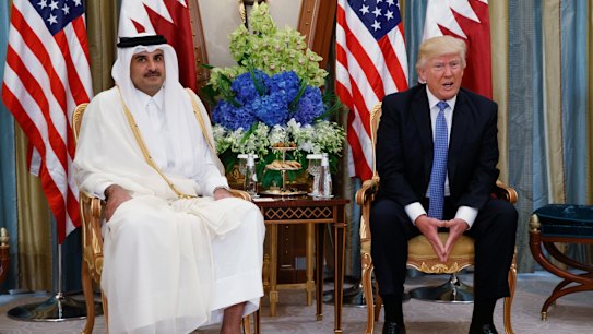 Qatar's ruler, Sheikh Tamim bin Hamad al-Thani, with Donald Trump in Saudi Arabia last month.
