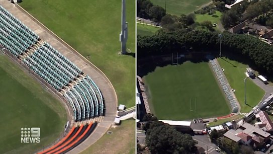 Investigations are underway after a group of spectators fell off a broken grandstand at a Sydney oval.