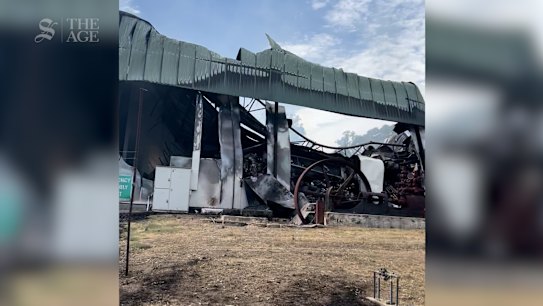 Video shows extensive bushfire damage in Harcourt, Victoira.