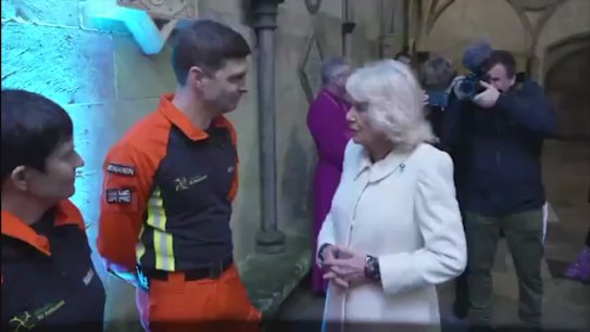 Queen Camilla shares update on King Charles in first appearance since diagnosis during appearance at Salisbury Cathedral.