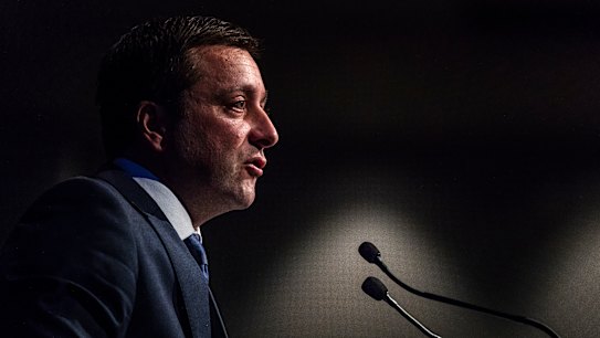 Matthew Guy bolsters law and order pitch in speech to Liberal troops