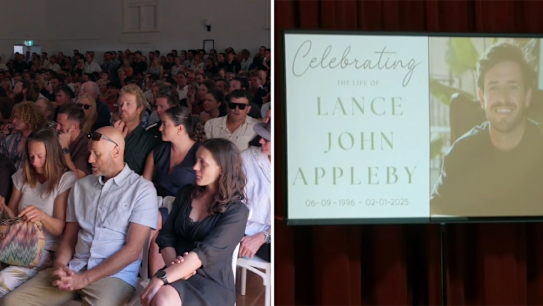 Hundreds have gathered to pay tribute to Lance Appleby, the surfer taken by a shark off the South Australian coast.