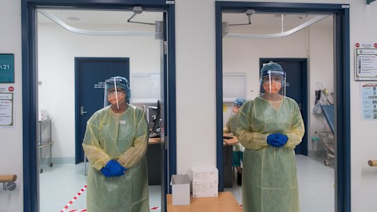 Screening clinic nurses Lesley and Emily.