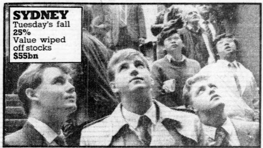 Clippings from the front page of the Sydney Morning Herald - 21st October 1987