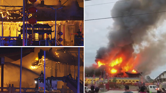 Well-known Melbourne temple destroyed after being engulfed by fire.