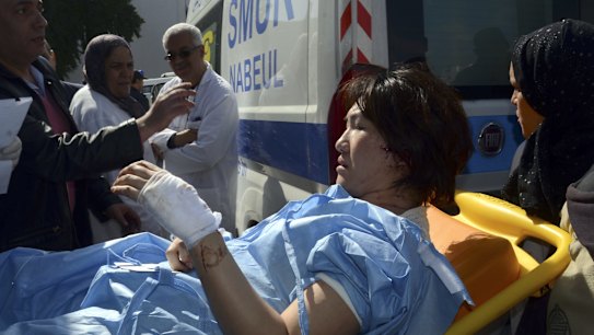 A victim arrives at hospital after the attack.