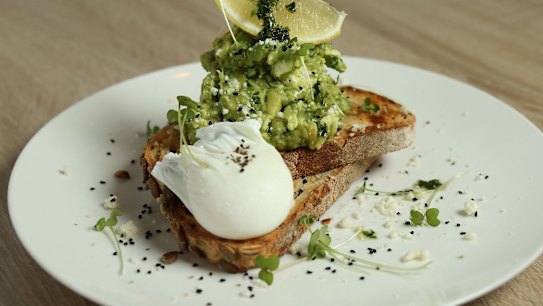 An avocado smash served for breakfast at Adeney Milk Bar in Kew.