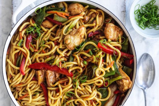 Adam Liaw's easy, flavour-packed chicken lo mein.