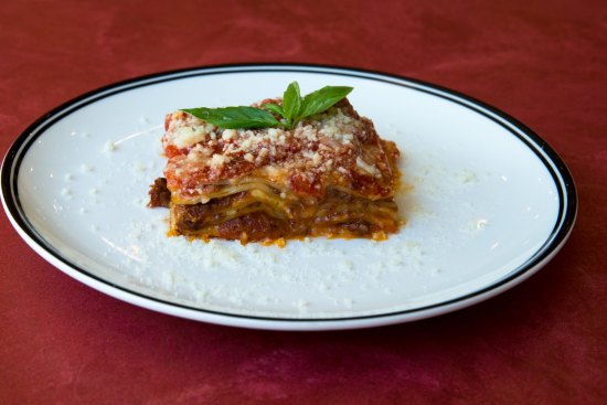 The lasagne is the less cloying, tomato-based style layered with bolognese sauce.