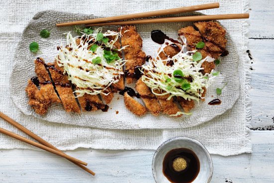 Pork tonkatsu with slaw.
