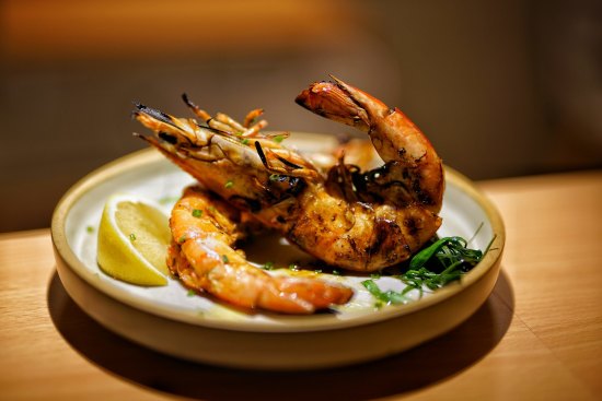 King prawn, coriander and garlic chives at Sumi, Geelong.