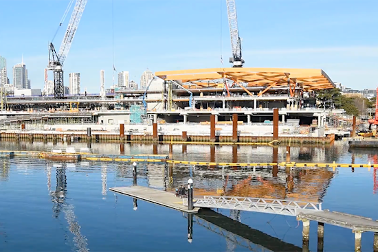 Timelapse of the construction of the new roof of the New Sydney Fish Market that is scheduled to open mid January 2026.