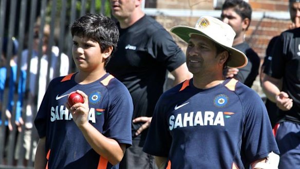 Little masters: Arjun Tendulkar, with his father Sachin, is making great strides.